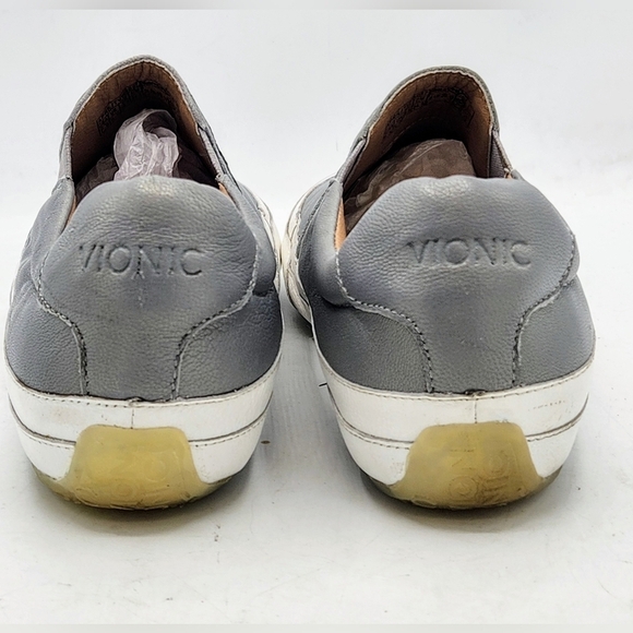Vionic April Gray Silver Leather Flats Loafers Slip-On Sneakers Size 7.5 - Picture 8 of 16